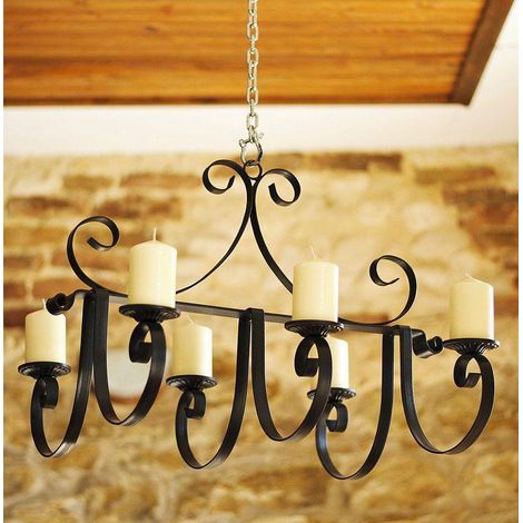 Lustre Château 60 cm Chandelier Bougeoir Suspension en métal