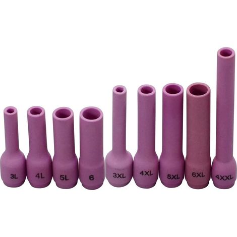 Buses en Alumine Coupes Céramique Extra Long 796F70 3L, 796F71 4L, 796F72 5L, 796F73 6L, 796F74 3XL, 796F75 4XL, 796F76 5XL, 796F77 6XL pour SR WP 9 20 25 Torche de Soudage TIG 9pcs