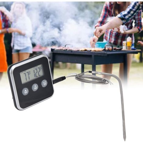 Thermomètre alimentaire intelligent, sonde de température de four à affichage numérique, thermomètre de barbecue, livré sans pile, noir. (1/5)