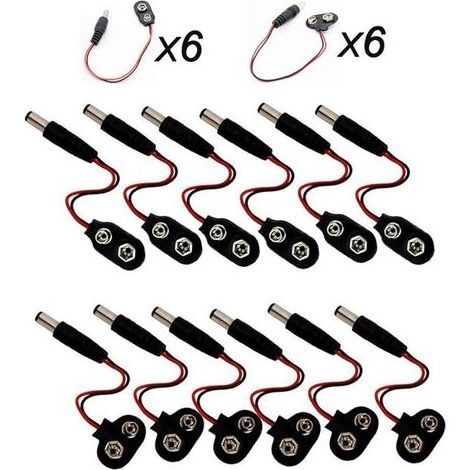 12 Pcs 9v Pile Connecteur, 2.1x5.5mm Dc Adaptateur Secteur Pour Arduino(T Et I Type) (1/5)