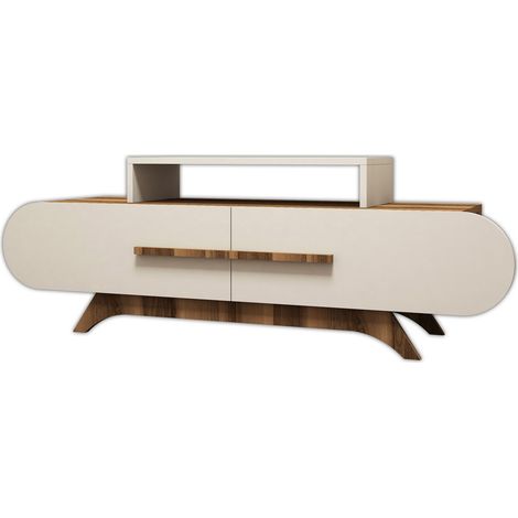 Soporte de TV de madera "Rose" - 145 x 36 x 49 cm - Nogal crema