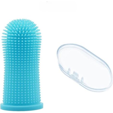 Brosse À Dents Pour Chien - Silicone Alimentaire Sans BPA - Design 360° Ergonomique - Pour Chiots Et Petits Chiens - Lot De 4 Avec Étui (1/5)