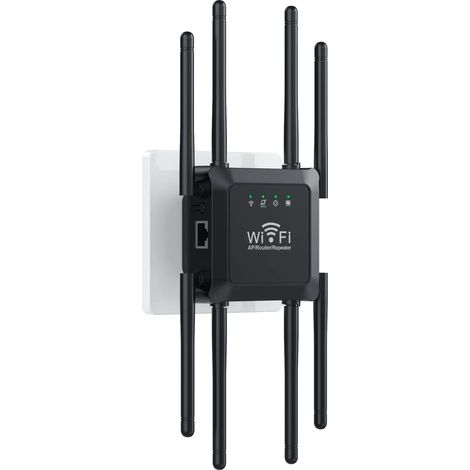 Répéteur WiFi (norme européenne noire), 8 antennes, amplificateur de signal WiFi 2,4 GHz (1/5)