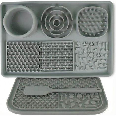 Lot de 2 Tapis de léchage pour Chien et Chat – Gamelle à Alimentation Lente, Anti-Glouton en Silicone qualité Alimentaire avec spatule et ventouses antidérapantes