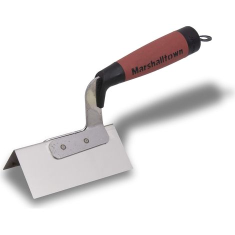 Cazzuola ad angolo esterno Marshalltown con manico DuraSoft, perfetta per la costruzione di muri a secco e l'isolamento termico, dimensioni della cazzuola: 108x51 mm