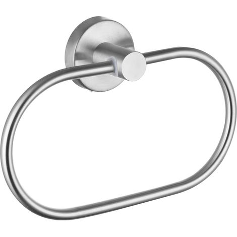 Anillo para toallas de baño, toallero de pared, toallero ovalado, plateado - aptos para cocinas y baños. (1/5)