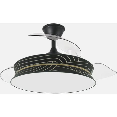 Ventilateur décoratif 72 W Noir/Noir Argent 108 mm de diamètre 3 ASP 7200 lm 3000K 4000K 6000K Télécommande + Mémo + Température