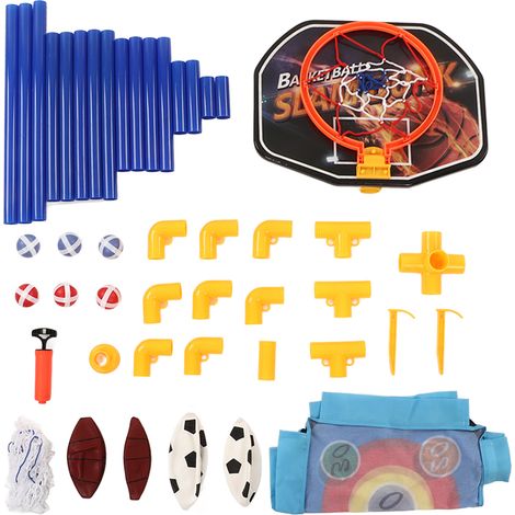 3-en-1 jouet sportif pour enfants : mini but de football portable avec panier de basket, cible à balles collantes pour intérieur et extérieur (1/5)