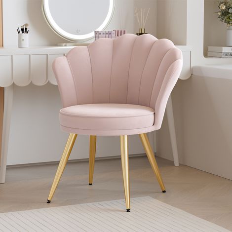 Hawthyhome Samt Esszimmerstuhl 1 Stück, Wohnzimmerstuhl Küchenstuhl Polsterstuhl mit Rückenlehne Armlehne Metallbeine,für Esszimmer Wohnzimmer Küche,Rosa (1/5)