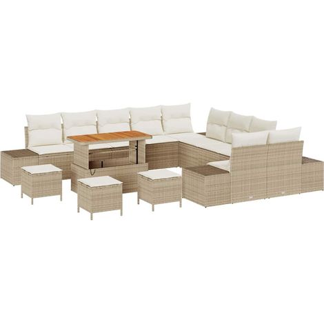 Maison Exclusive - Set Divano da Giardino 14 pz 13-Numero di posti Beige (1/5)