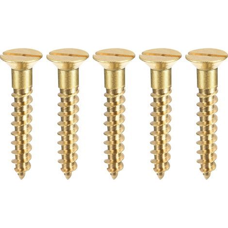 Lot de 100 vis à bois M4 x 25 mm à tête plate fendue en laiton (1/5)