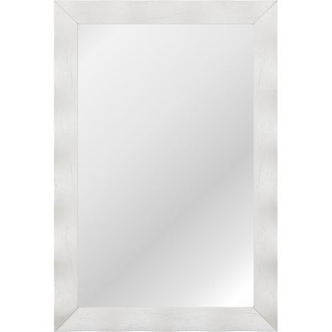 Specchio da parete 106 x 71,5 cm ampia superficie riflettente finitura rustica in legno di caucciù bianco 200012859