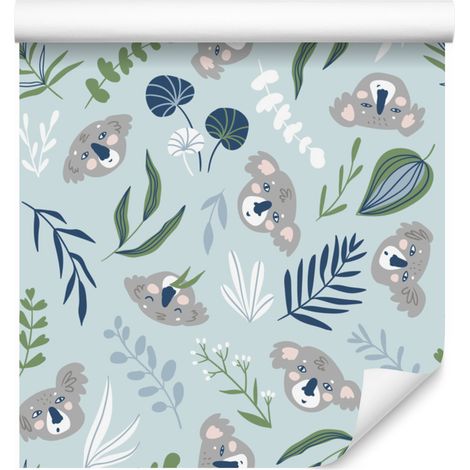 Carta da parati con koala e piante per soggiorno e camera da letto, 50x1000 cm (1/5)