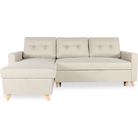 Canapé d'angle convertible réversible Falko Tissu Beige (1/4)