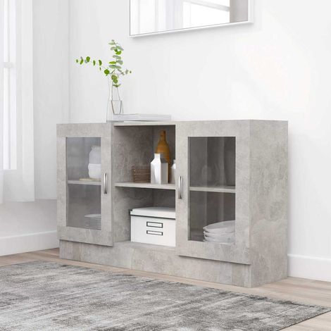 Vitrina de madera de ingeniería gris 120x30,5x70 cm (1/4)