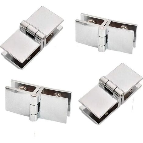 Pack of 180-degree glass door hinges, glass door hinges, zinc alloy, glass door hinges, easy to install, suitable for display cabinets, wine cabinets, (1/4)
