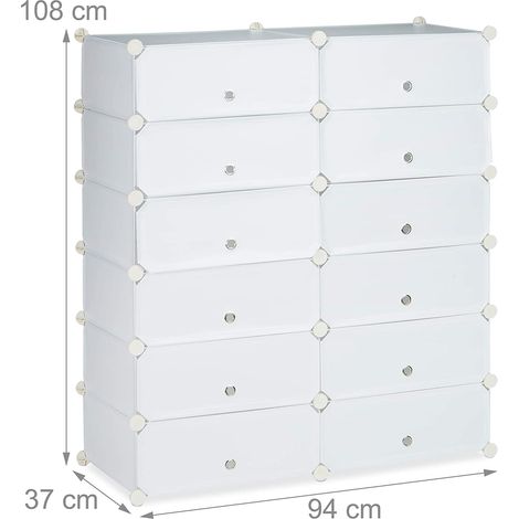 Meuble à chaussures étagère armoire rangement avec 12 casiers 24 paires blanc