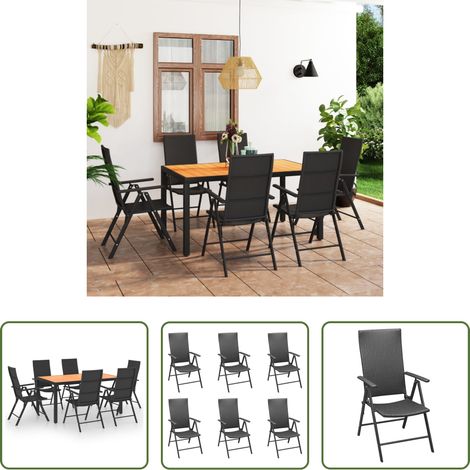 vidaXL Terrassenset - 7-tlg. Garten-Essgruppe Schwarz und Braun (1/5)