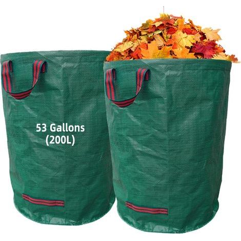 2 x 200L wiederverwendbare Gartenabfallsäcke mit Griffen - Stark, reißfest, für Pflanzen, Laub, Grasschnitt, extrem belastbar (1/5)