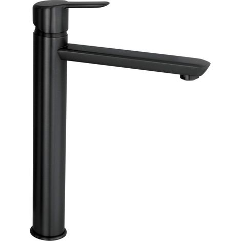 Miscelatore lavabo alto con leva singola superiore in ottone finitura nera - Stapol