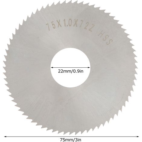 Plaquette de fraise à disque en acier rapide, 75 x 1 x 22 mm, 72 dents (1/5)