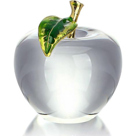 Presse-papier unique en cristal en forme de pomme, figurines de collection en verre d'art, idéal comme cadeau porte-bonheur pour la veille de Noël ou comme décoration de mariage. (1/5)