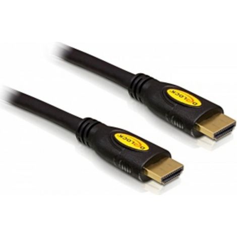 Câble de raccordement Delock HDMI Fiche mâle HDMI-A 1 m noir 82584 torsadé, contacts dorés, blindage