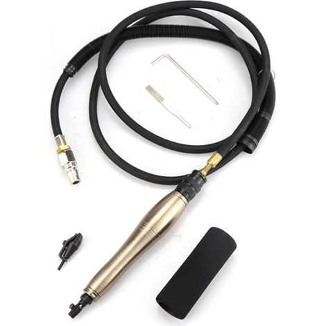Kit de micro-meuleuse pneumatique Machine de rognage et de polissage de fichier à piston pneumatique à dossier pneumatique à ultrasons avec tube de silencieux antichoc (1/5)