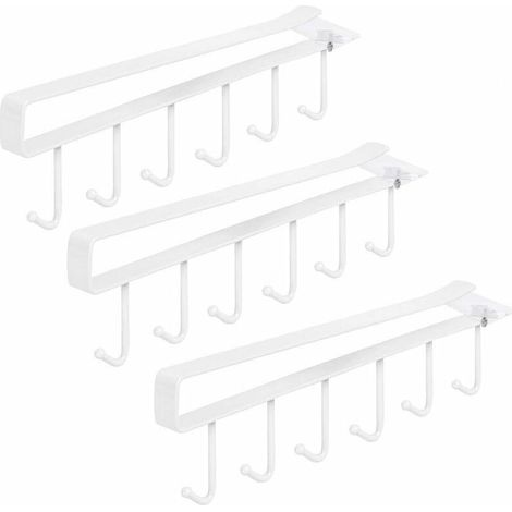 3-piece cup holder, hook cup holder cupboard insert without drilling for 18 cups white (1/4)