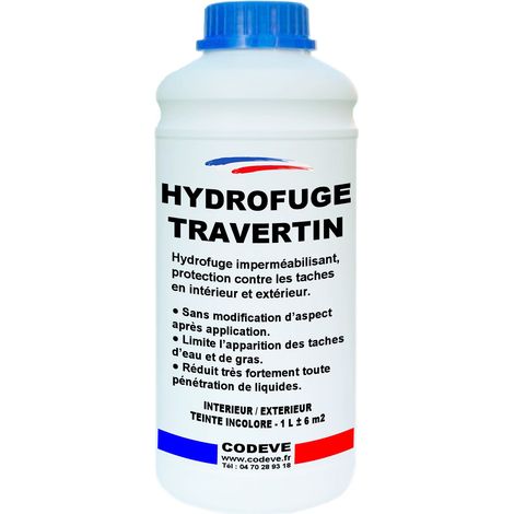 Hydrofuge Travertin - 1 L - Codeve Bois - Protection Contre Les Taches En Intérieur Et Extérieur.
