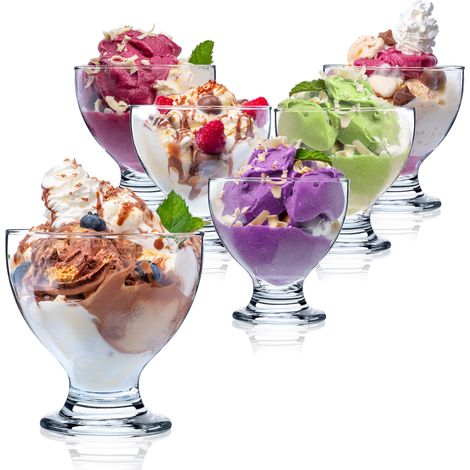 KADAX Eisbecher Glas Set, Eisschalen, Dessertgläser mit Fuß, (6, 450 ml)