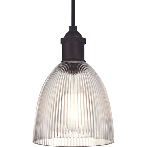 One-Light Pendant VINTAGE BRONZE / Clear Ribbed Glass (1/5)