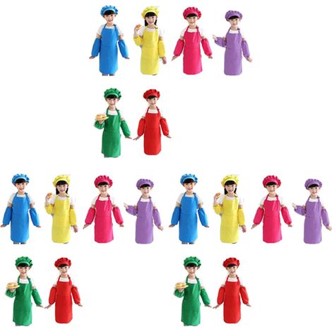 36-teiliges Kochmützen- und Schürzen-Set für Kinder, verstellbare Baumwollschürze für Jungen und Mädchen (1/4)