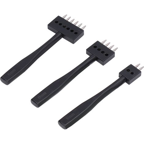 Poinçons à dents pour cuir - Lot de 3 tailles 6mm - Outils de marquage cuir professionnels - Idéal maroquinerie et projets DIY (1/5)