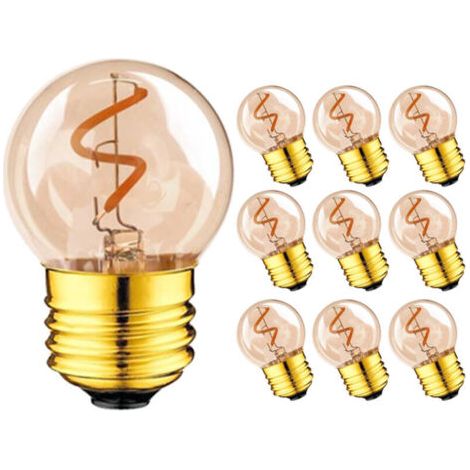 G40 LED-Lampen im Retro-Industrie-Stil, weiches Licht, 220 V, seidenmattes Licht, flexibles Licht, 2200 K, warmgelbe Lichtquelle, 2 W, E27, 10 Stück