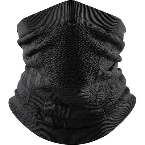 1 Stück atmungsaktive schwarze Sport-Halsmanschette, schwarze Anti-Kälte-Halbgesichtsmaske, Fleece-Motorrad-Halsmanschette, winddichte Gesichtsabdeckung für Gesicht und Hals, ideal zum Skifahren, Snow