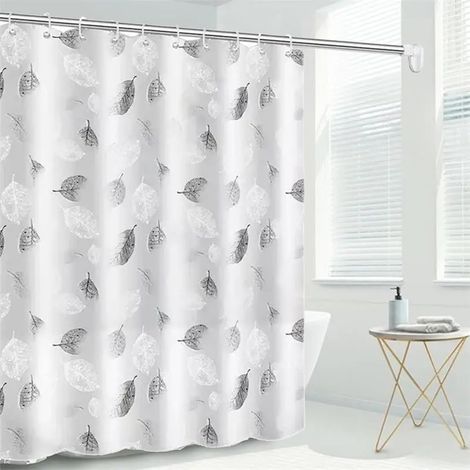 180 x 200cm Rideau de Douche,Rideau de Baignoire,Rideau Douche Anti Moisissure, Imperméable,avec 12 Crochets idéal pour Les familles,Dortoir,Hôtel,Motif Feuille (1/5)