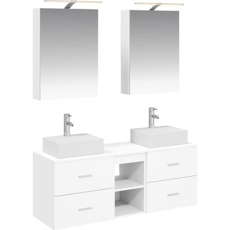 Bathroom Furniture Set 5 pcs White Engineered Wood and Glass vidaXL (1/5)