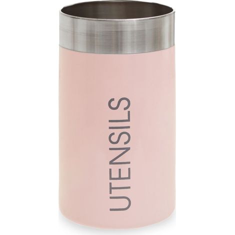 Premier Housewares Pink And Silver Utensil Holder Sturdy Organiser For School / Office Supplies Minimal Design Metallic Finish w10 x d10 x h18cm (1/4)