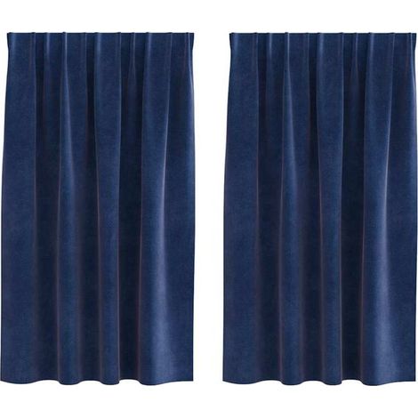 Rideaux occultants, ensemble de 2 pièces, bleu foncé, 140 x 140 cm, matière velours. (1/5)