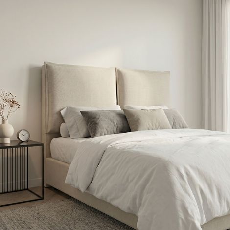 Tête de lit 145 cm en tissu beige Someo Alora (1/3)