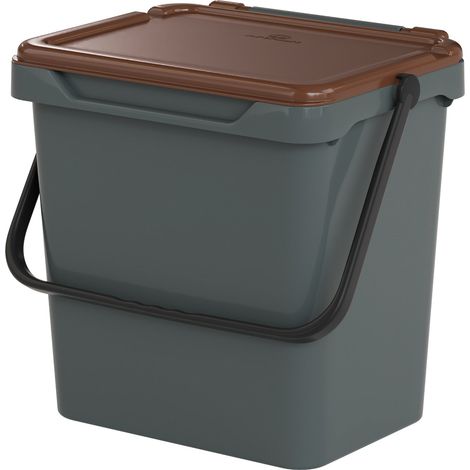 Dmora Polypropylenbehälter für separate Sammlung, 30L Abfallbehälter, 100% Made in Italy, 40x31h39 cm, braune Farbe
