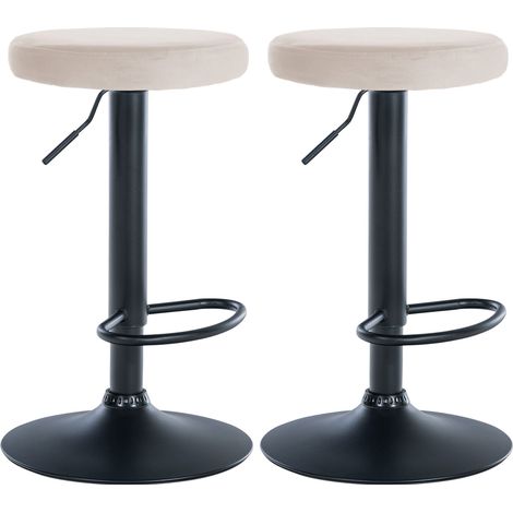 Set di 2 sgabelli da bar Ponte velvet crema Metallo nero opaco