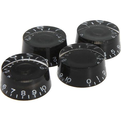 Lot de 4 boutons de volume et de tonalité ronds pour guitare électrique de style Epiphone (noirs)-Black