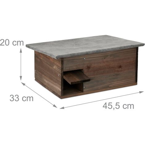 Abri à hérissons jardin hibernation avec sol confortable 75 x 50 x 30 cm en bois naturel (1/3)