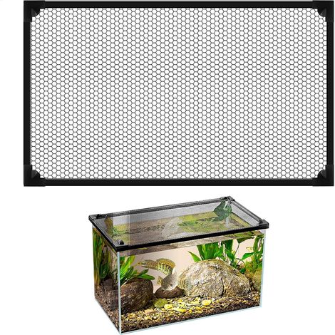 (50 X 30 CM) Couverture de Filet Anti-Saut pour Aquarium, en Maille Anti-Saut, Écran D'aquarium Couvercle Supérieur Filet Anti-évasion, Empêcher Poissons, Reptiles (1/5)