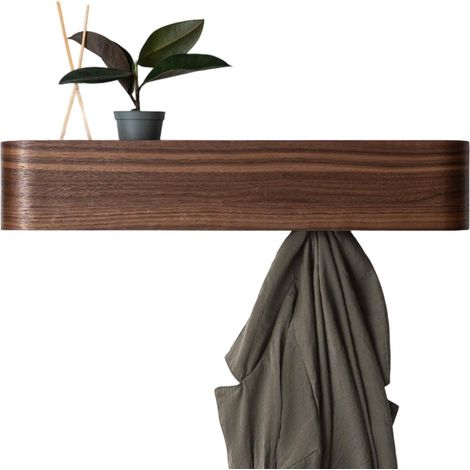 Porte Clef Mural - étagère En Bois De Noyer - Rangement Clés Pour Couloir Et Entrée - Design Minimaliste Moderne - 1 Pièce (1/5)