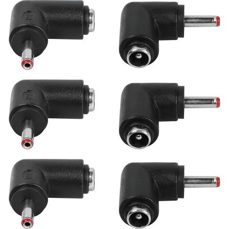 Lot de 6 adaptateurs de connecteur d'alimentation CC - Angle de 90 degrés - Prise mâle de 3,5 mm x 1,35 mm vers Prise Femelle de 5,5 mm x 2,1 mm (1/5)