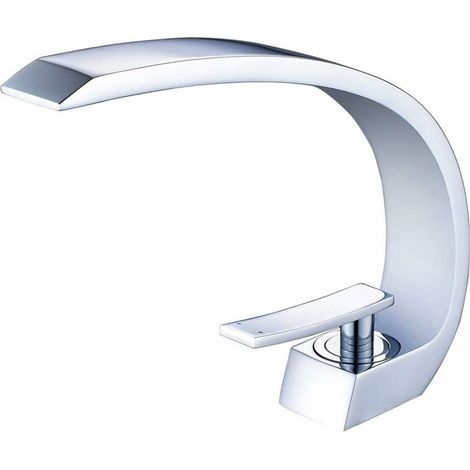 Chrome Waterfall Basin Mixer Taps Single Handle Single Hole Bathroom Sink Faucet (1/5)