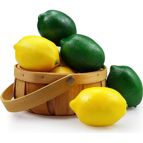 Lot de 12 citrons artificiels réalistes, jaunes et verts, décoration de cuisine (1/5)